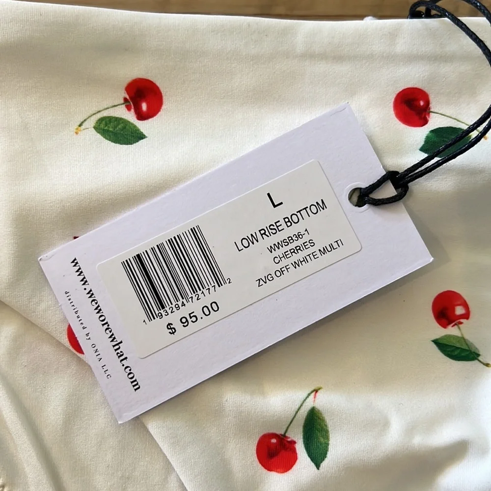 weworewhat cherries claudia swimsuit top and low rise bottom size large - Picture 4 of 8